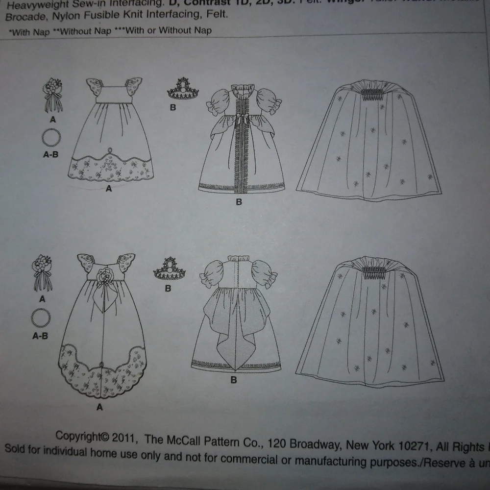McCall's M6452 Costumes for American Girl Doll Princess Fairy Mermaid Br…
